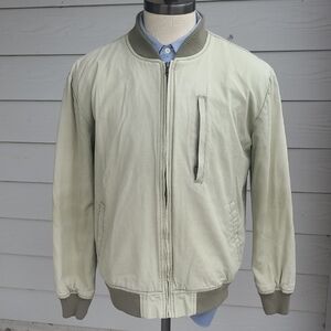 IRON & RESIN Beige Olive Green Fade Cotton Mens Large Full Zip Casual Jacket